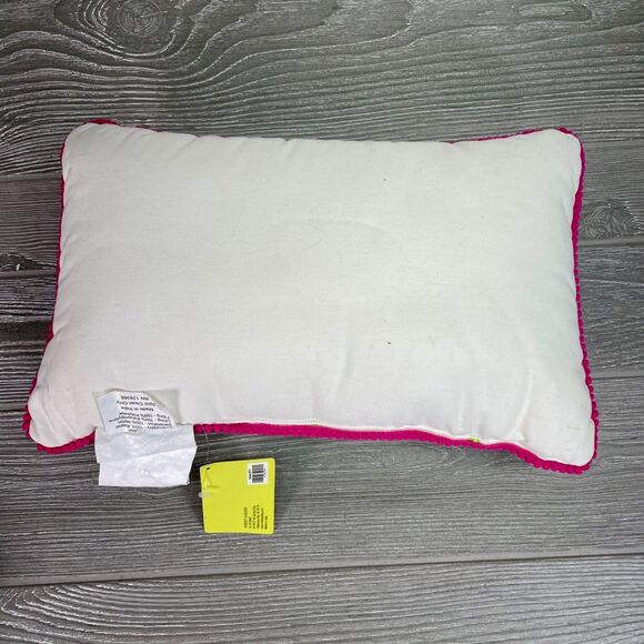 2017 Hobby Lobby The Spring Shop Throw Pillow Floral Embroidered Teal Pink White - Picture 2 of 9